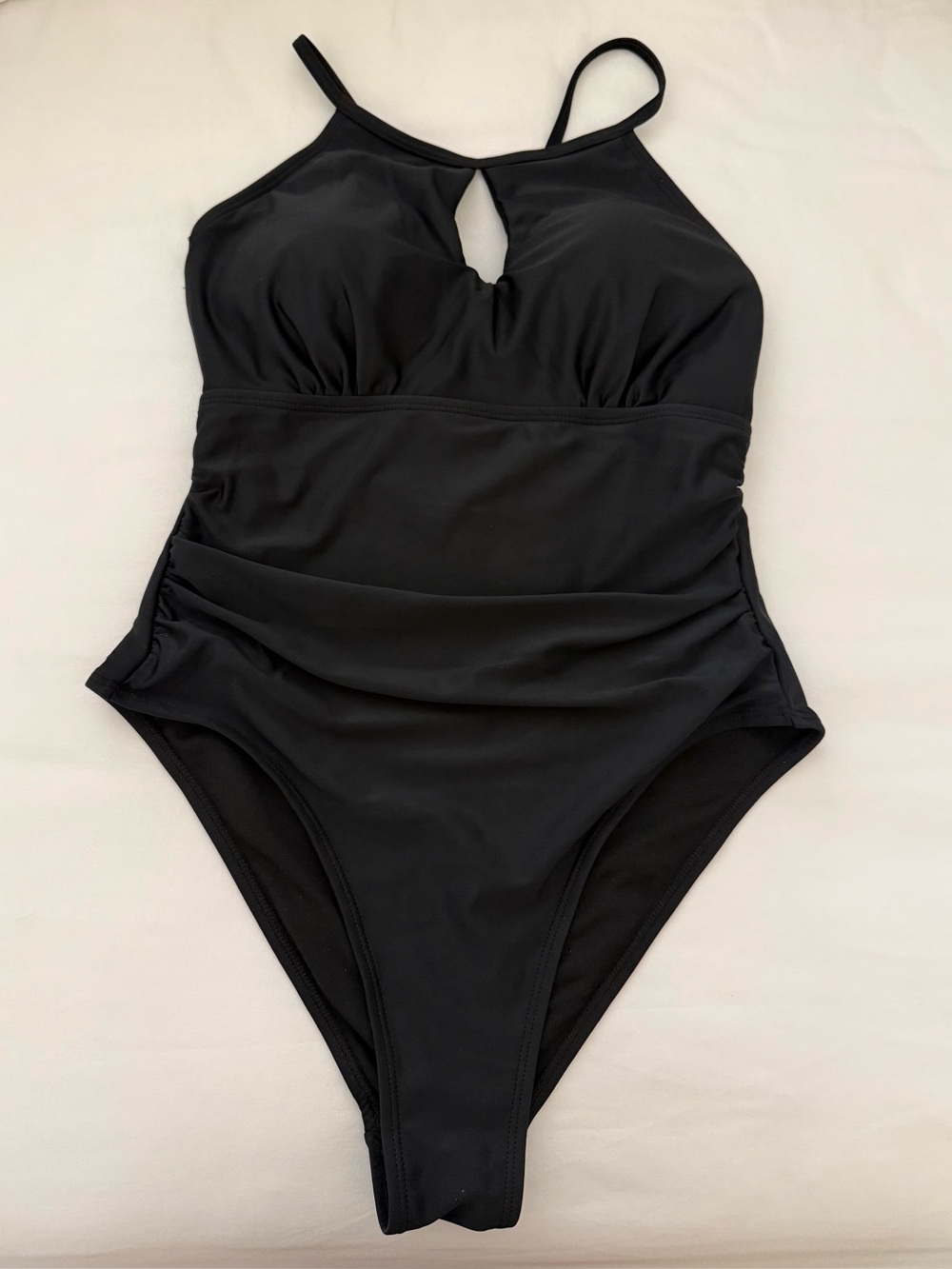 NWOT Tahari Medium Black One-Piece Ruched Swimsuit